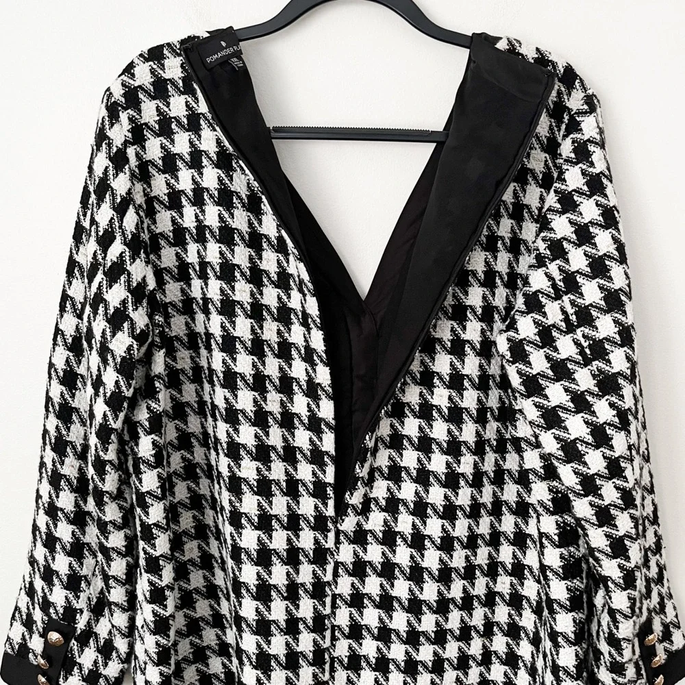 Tuckernuck Pomander Place Coco Tweed Houndstooth Bow Dress XXL Black White‎